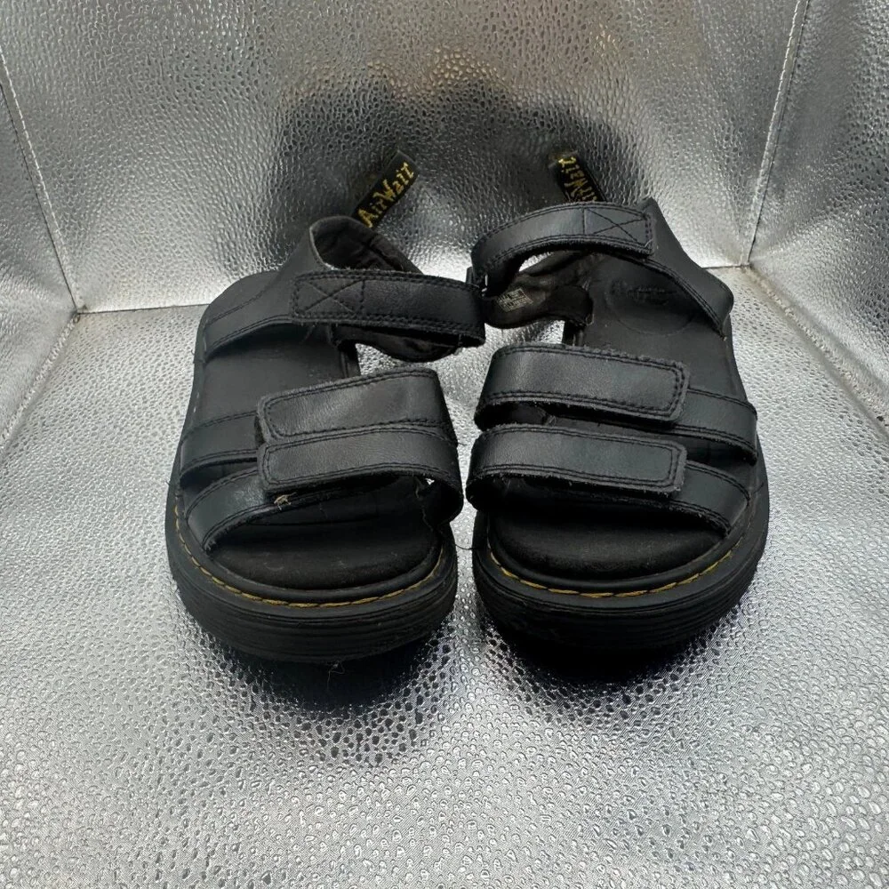 Size M6 L7 Dr. Martens Klaire Youth Black Leather Ankle‎ Strap Soft Wair Sandals